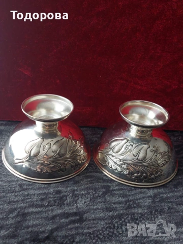 2 бр.Среърни чаши(купи) за десерт или други храни-сребро 800,вътрешна позлата,3 евро на грам, снимка 5 - Чинии - 53097291