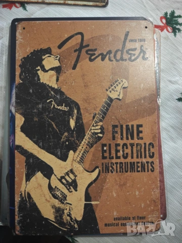 FENDER since 1946 Fine Electric Instruments-метална табела (плакет)
