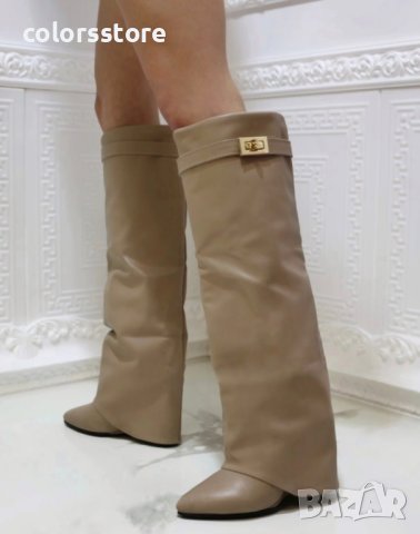 Ботуши на платформа - тъмнобежова кожа - K-40