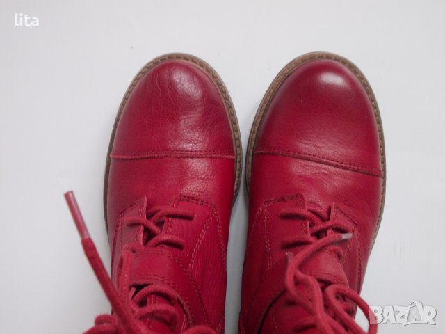 Кожени червени боти  № 36, снимка 4 - Дамски боти - 38618577