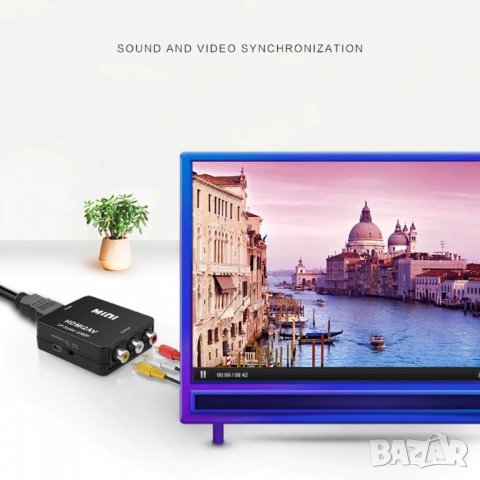 АКТИВЕН преходник HDMI към  AV,RCA(чинчове) + Гаранция, снимка 5 - Кабели и адаптери - 27567679