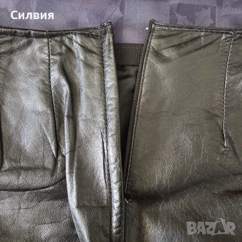 Дълга кожена пола телешка истинска естествена кожа 42 номер M-L размер, снимка 7 - Поли - 52409692