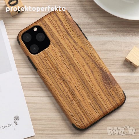 WOOD дървен кейс и каучук iPhone 11, 11 Pro, 11 Pro Max