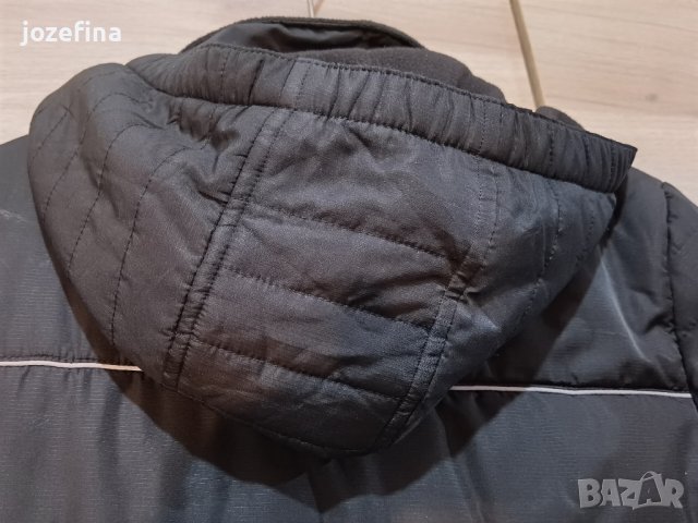 Зимно яке унисекс с качулка черно със светлоотразителни лентички, снимка 7 - Якета - 43329488