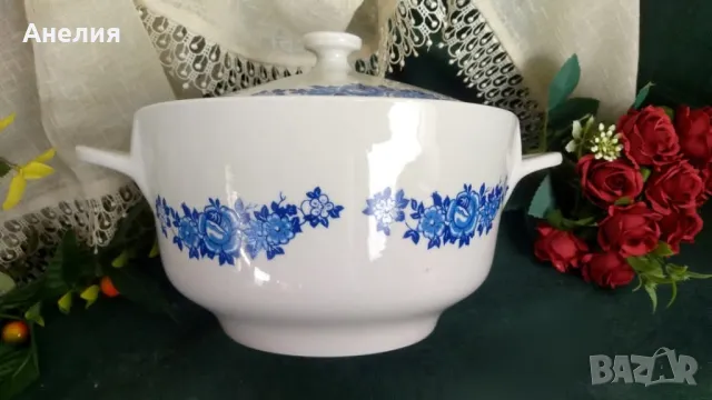 Съпник със сини цветя на Китка Нови пазар, снимка 5 - Чинии - 50417151