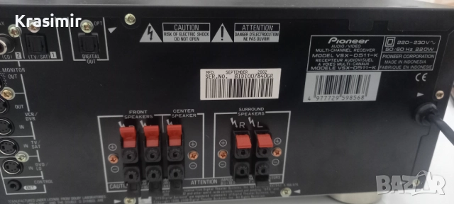 Pioneer VSX-D511 AV ресивър 5.1 – 5x100W RMS, Dolby Digital / DTS, снимка 5 - Ресийвъри, усилватели, смесителни пултове - 51801223