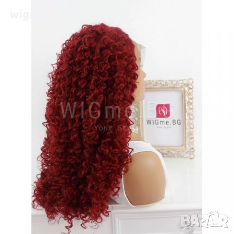 Kъдрава червена лейс фронт перука Барбара, снимка 4 - Аксесоари за коса - 32837333