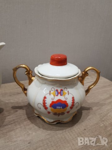 Български видински порцеланов чайник,кана и захарница, снимка 7 - Антикварни и старинни предмети - 38025283