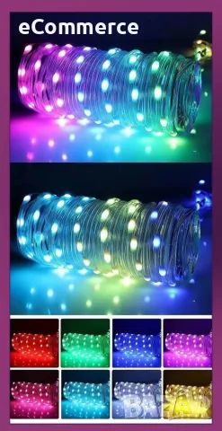 RGB Led лампички / 10метра/ подходящи за коледната украса, снимка 10 - Лед осветление - 47926246