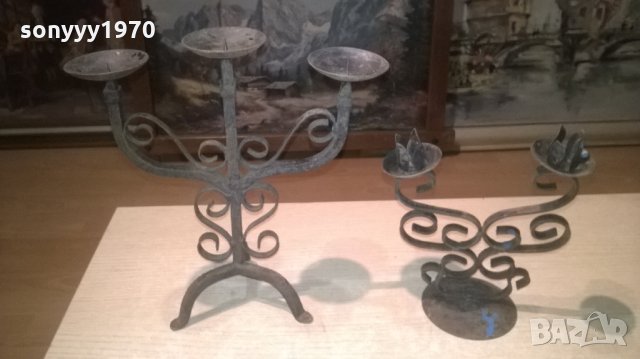 свещници 2бр-ковано желязо-85лв за бр, снимка 7 - Колекции - 28027538
