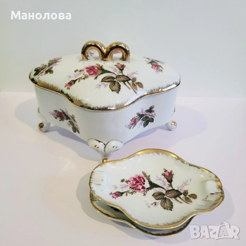 Кутия за бижута и два малки пепелник@ Tilso Japan, серия Moss Rose., снимка 2 - Антикварни и старинни предмети - 51993665