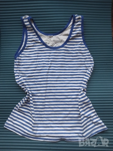 Дамски памучен потник с моряшки десен, снимка 3 - Потници - 52415726