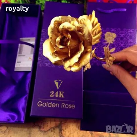 Прекрасна изкуствена роза с 24-каратово златно покритие и стойка , снимка 13 - Изкуствени цветя - 49089179