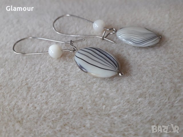 Обеци със седеф, снимка 2 - Обеци - 26863651