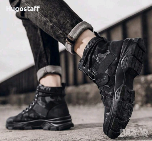 Нови мъжки кубинки черни камуфлажни непромокаеми ботуши тактически обувки 44/45, снимка 4 - Маратонки - 53154636