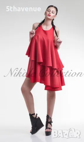 Nikole Collection Червена рокля с волани