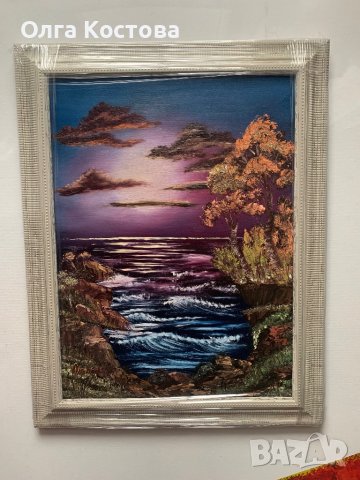 Картина с маслени бои Морски изглед, снимка 5 - Картини - 44027265