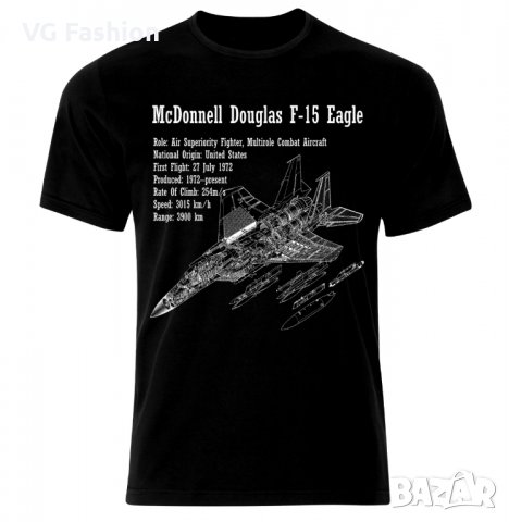 Мъжка Тениска F-15 Eagle Air Fighter Aircraft Jet Luftkampf Flugzeug Blueprint, снимка 2 - Тениски - 28311524