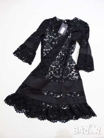 НОВА! Twinset Lace Black Dress Luxury Exclusive Collection Дамска Дантелена Рокля Размер 38, снимка 6 - Рокли - 32885010