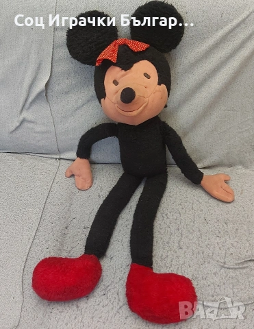 Стара Голяма Соц Българска Плюшена Играчка Кукла Мини Маус