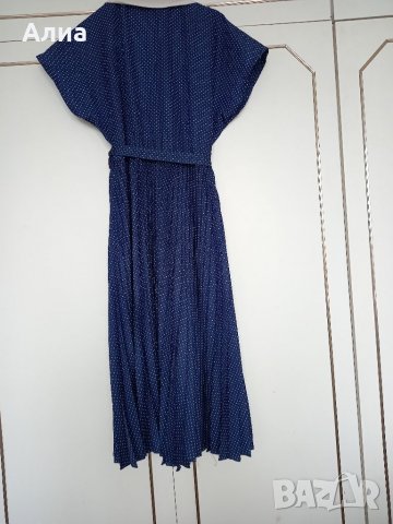 Рокля от естествена коприна в цвят морско синьо, снимка 6 - Рокли - 32800969