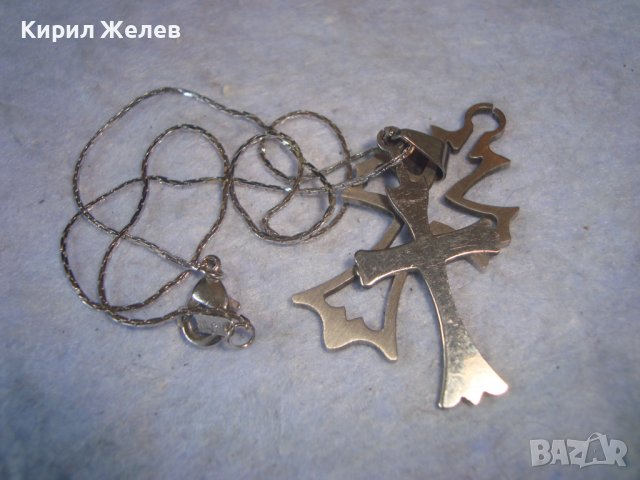 ДВЕ СРЕБРИСТИ МОДНИ АРТ КРЪСТЧЕТА с ВЕРИЖКА КОЛИЕ НЕРЪЖДАЕМА СТОМАНА 3246, снимка 4 - Колиета, медальони, синджири - 36928723