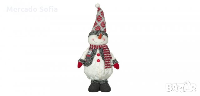 Коледна декоративна фигура, Снежен човек с карирана жилетка, 61см 