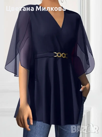 Елегантна есенна блуза 5 XL, снимка 2 - Блузи - 51686526