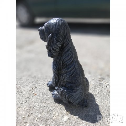 Фигура - статуя от бетон на куче Кокер Шпаньол - патирана в черен и бял цвят, снимка 13 - Градински мебели, декорация  - 32447390