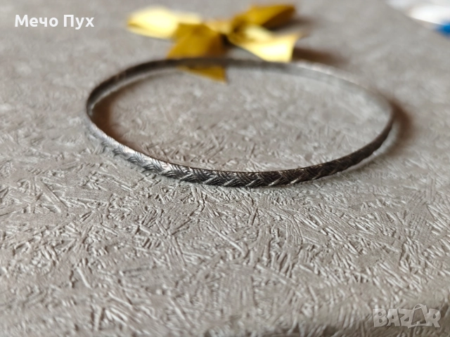 Стара сребърна твърда гривна (326), снимка 4 - Гривни - 51742260