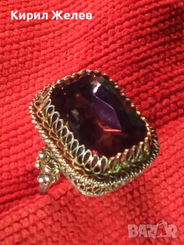 Старинен СКЪПОЦЕНЕН ФИЛИГРАНЕН СРЕБЪРЕН ПРЪСТЕН СРЕБРО 900 с ОГРОМЕН РЪЧНО ФАСЕТИРАН АМЕТИСТ 49916, снимка 15 - Антикварни и старинни предмети - 49294548