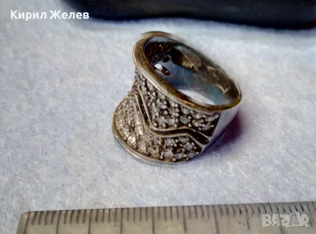 ФЕШЪН СКЪПОЦЕНЕН СРЕБЪРЕН ПРЪСТЕН МАТИРАНО СРЕБРО 925 ИНКРУСТИРАН с ИСКРЯЩИ ФАСЕТИРАНИ ЦИРКОНИ 25217, снимка 2 - Пръстени - 49273159