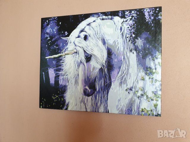 Картина рисувана акрил 40-50см еднорог , снимка 5 - Картини - 28422992