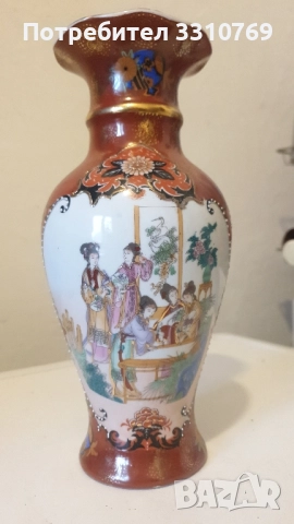 Красиви порцеланови вази с кобалт и злато. , снимка 6 - Вази - 52494307