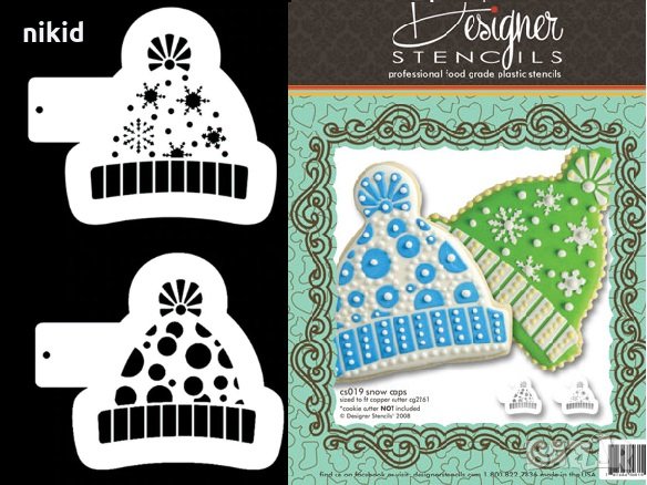 2 бр Зимна шапка стенсил шаблон за декориране на бисквитки 