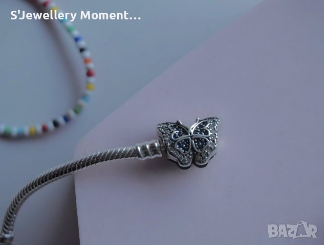 PROMO! Гривна Пандора сребро 925 Pandora Moments Butterfly Clasp Snake Chain Bracelet, снимка 7 - Гривни - 43699420