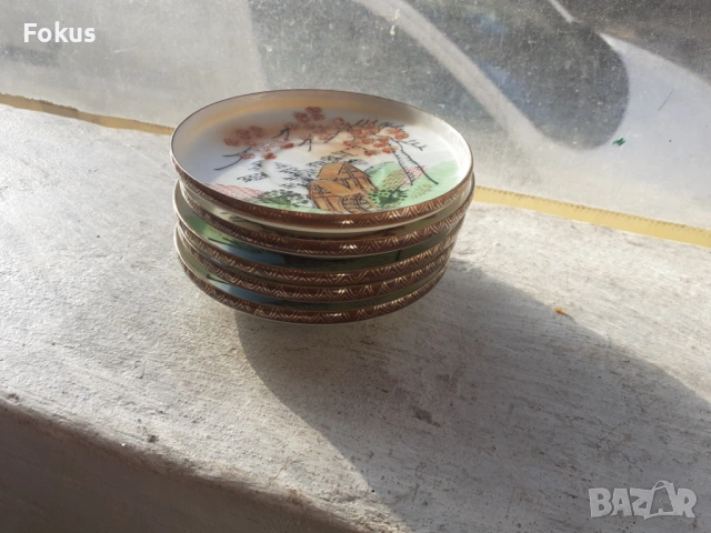 Чинийки порцелан Kutani Япония - 5бр., снимка 6 - Антикварни и старинни предмети - 53353996