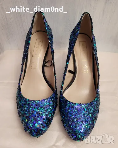 Бутикови сини дамски обувки на ток номер 40 , снимка 2 - Дамски обувки на ток - 48362930