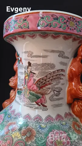 Антична керамична китайская ваза 47 см, снимка 5 - Вази - 50040966