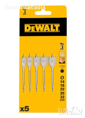Комплект плоски свредла за дърво Dewalt DT4798-5бр. 14-32mm