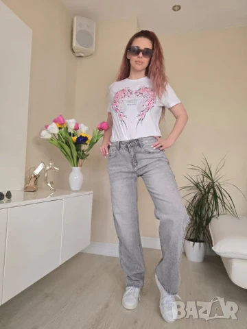 Стилни дамски дънки с ефектни камъчета , снимка 3 - Дънки - 50452566