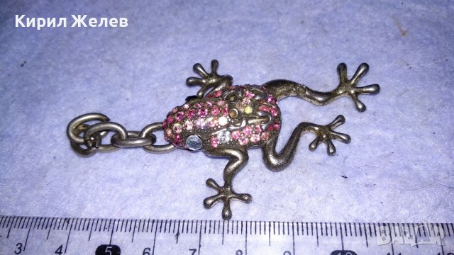 ПОСРЕБРЕНА АЖУРНА МЕДНА КРИСТАЛНА ЖАБКА АРТ ВИСУЛКА за ДАМСКИ КЛЮЧОДЪРЖАТЕЛ 34592