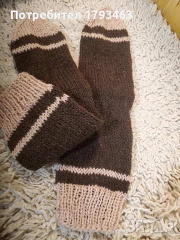 Ръчно плетени мъжки чорапи от вълна, размер 45, снимка 2 - Мъжки чорапи - 43426772