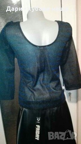 Дамски сребрист топ в синьо и черно🍀❤S,M,M/L❤🍀арт.4325, снимка 3 - Корсети, бюстиета, топове - 37055613