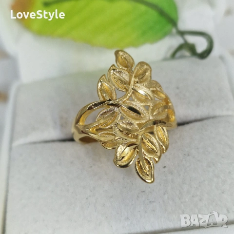 Dual Flower Gold Ring 🌸 | дамски пръстен с две цветя