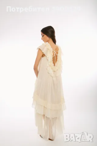 Ефирна Рокля Layla - Екрю, снимка 3 - Рокли - 49478683