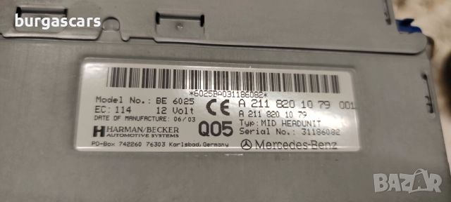 CD Радио A 211 820 10 79 Mercedes E220 W211 2.2CDI - 130лв, снимка 2 - Части - 52225980