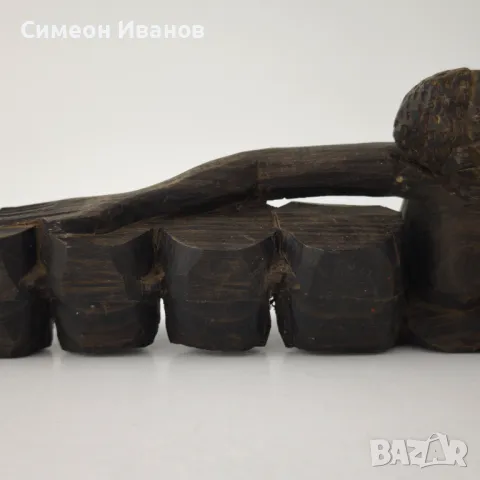 Стара африканска абаносова статуетка на барабанист #5885, снимка 3 - Антикварни и старинни предмети - 50244150