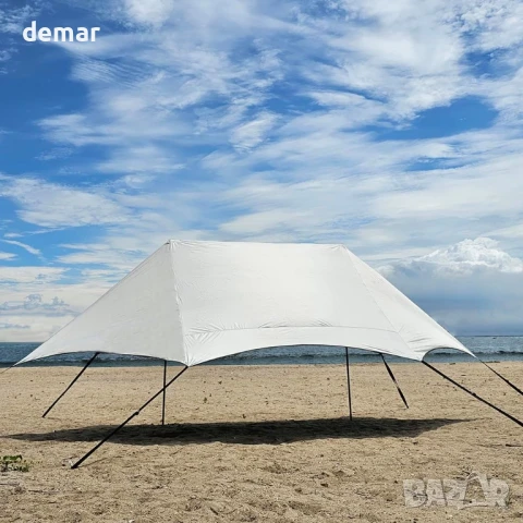 HipierFx 3x5m преносима плажна палатка с 2 пръта, къмпинг брезент за плаж