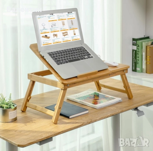 Бамбукова поставка за лаптоп, снимка 2 - Други стоки за дома - 52489049